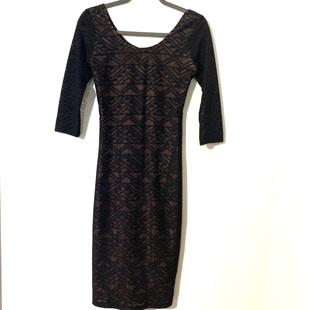 Xhilaration Black Sheer Midi Body Con Dress